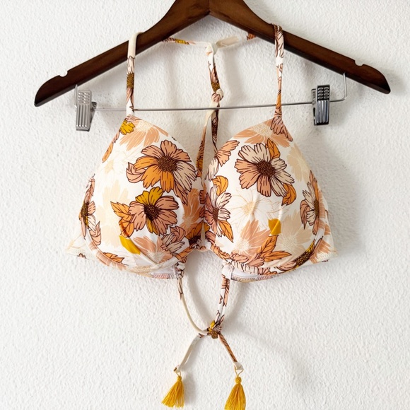 Adore Me NEW Laila Push Up Bikini Set Boho Beachy Floral Orange Vacation - Picture 2 of 16